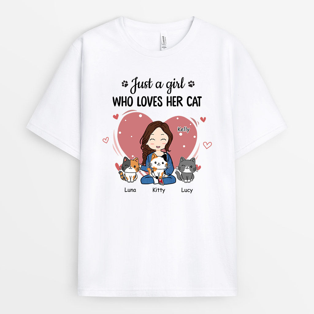 Just A Girl Who Loves Her Cats Shirt - Personalized Gifts For Cat Owners