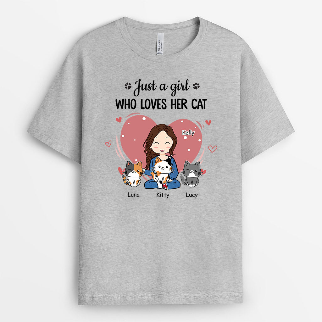 Just A Girl Who Loves Her Cats Shirt - Personalized Gifts For Cat Owners
