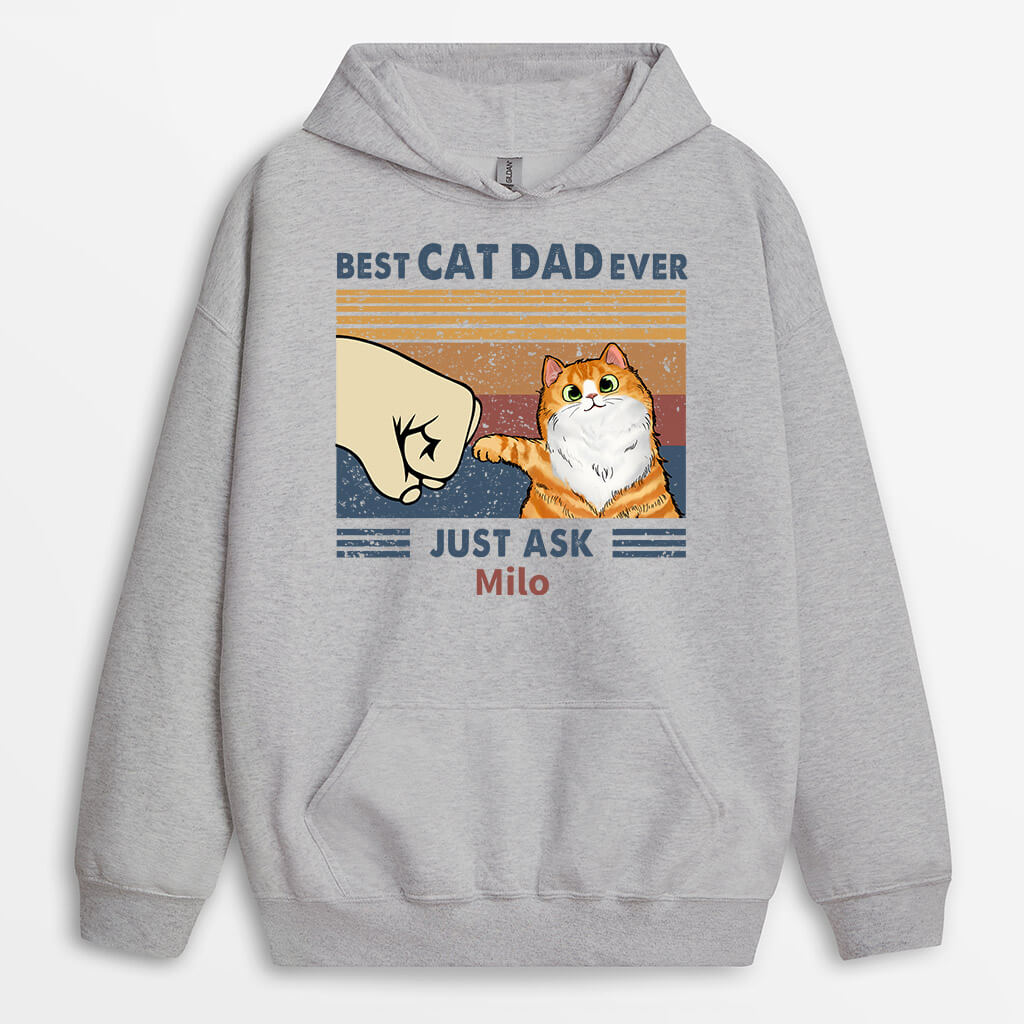 Personalized Best Cat Dad Ever Just Ask Hoodie