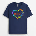 Personalized Mom/Grandma Colorful Heart Hand Print T-Shirt