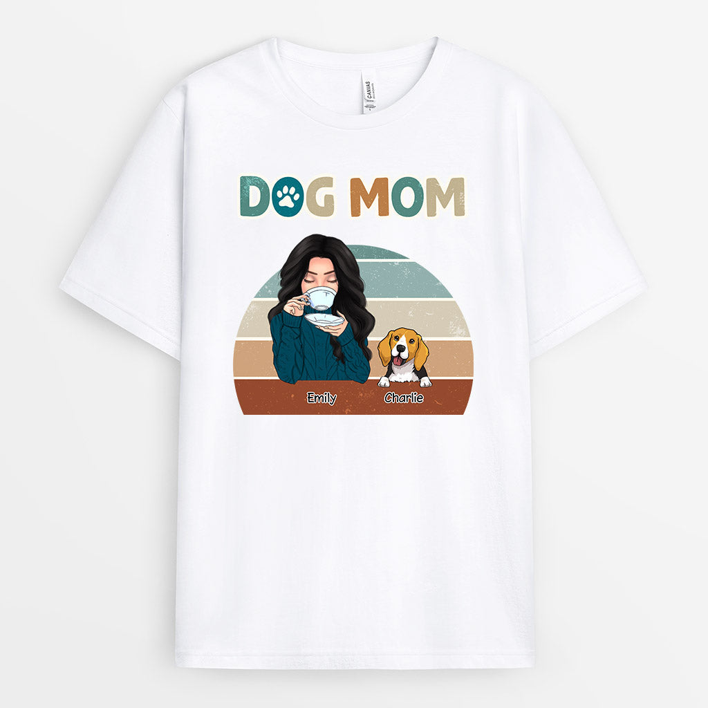 Dog Mom Sipping Tea - Personalized Dog Shirts for Human