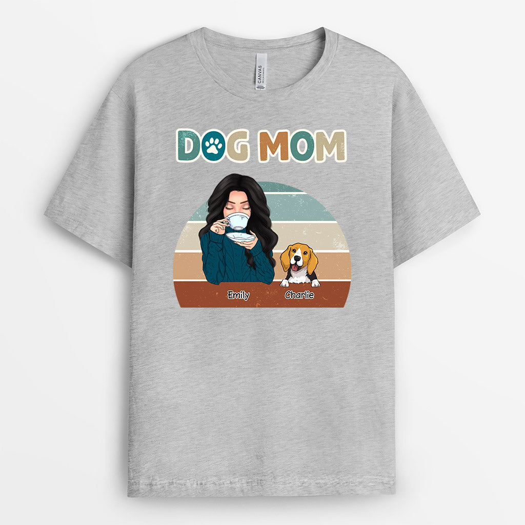 Dog Mom Sipping Tea - Personalized Dog Shirts for Human