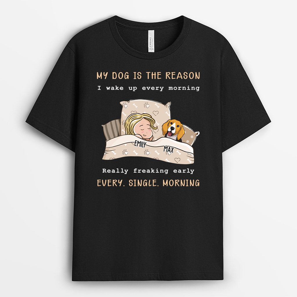 My Dog Is The Reason I Wake Up - Personalized Sleepshirts with Dogs