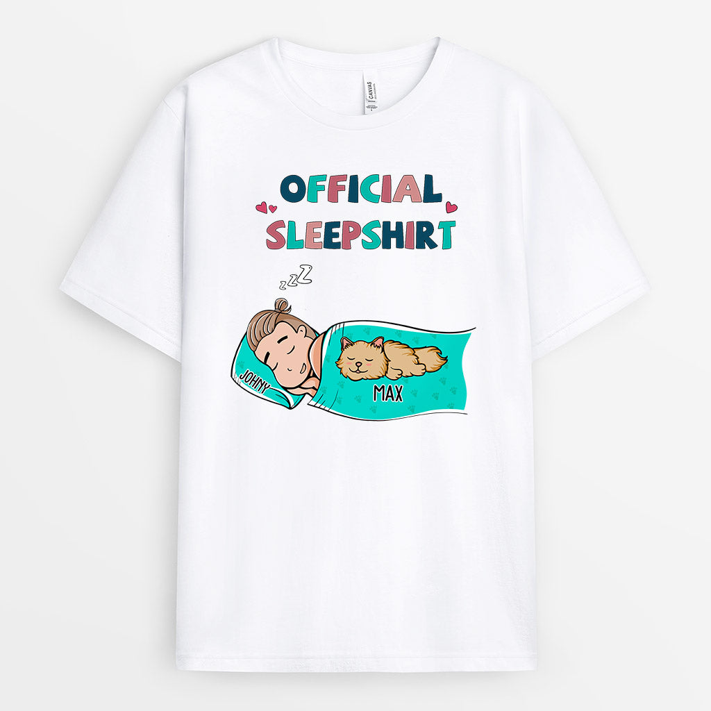Official Sleepshirt With Cat Shirt - Personalized Pet Gifts For Humans