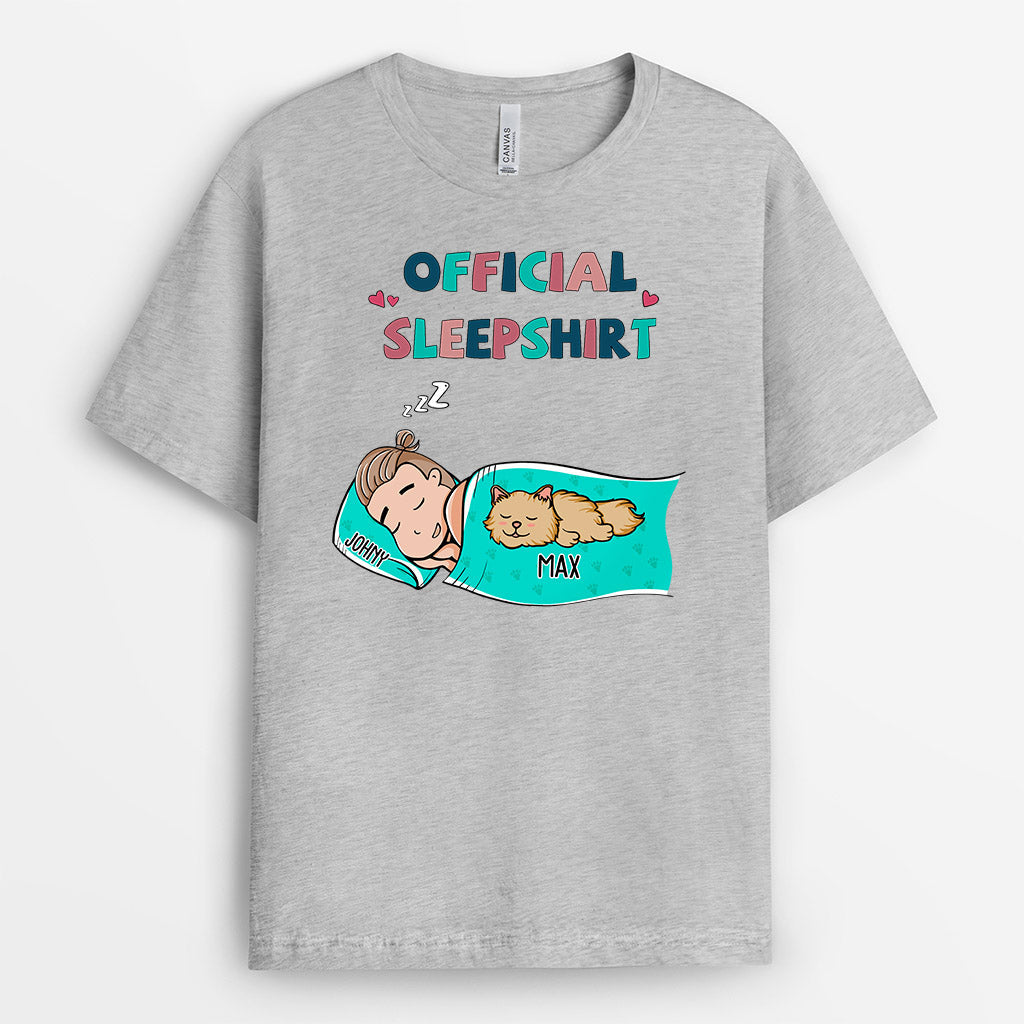 Official Sleepshirt With Cat Shirt - Personalized Pet Gifts For Humans