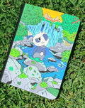 Little Panda Waterfall Binder - hand-painted Jade Green card binder cover