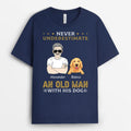 Never Underestimate Old Man Dog - Custom Dog Face T Shirt