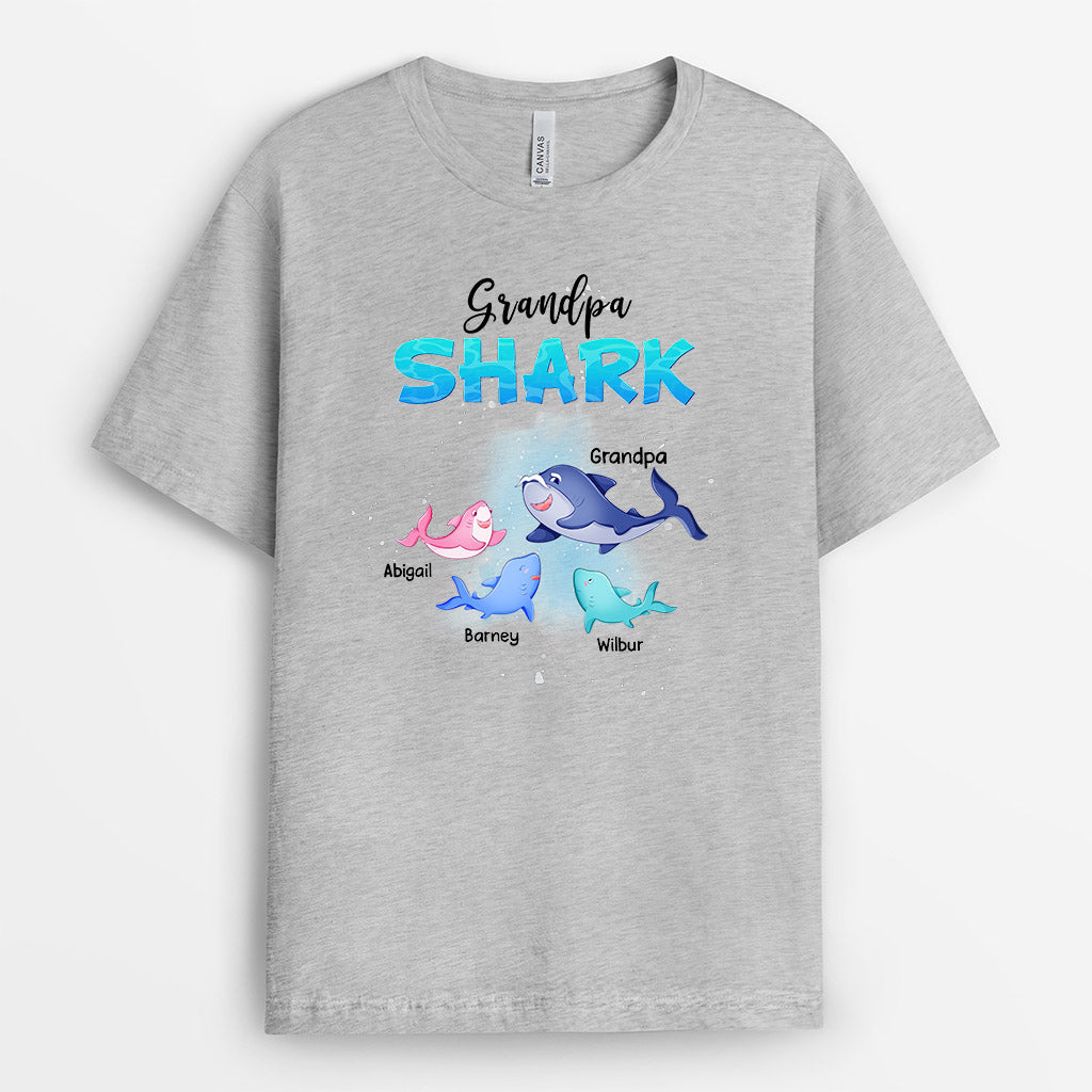 Personalized Grandpa Shark Shirt Gift
