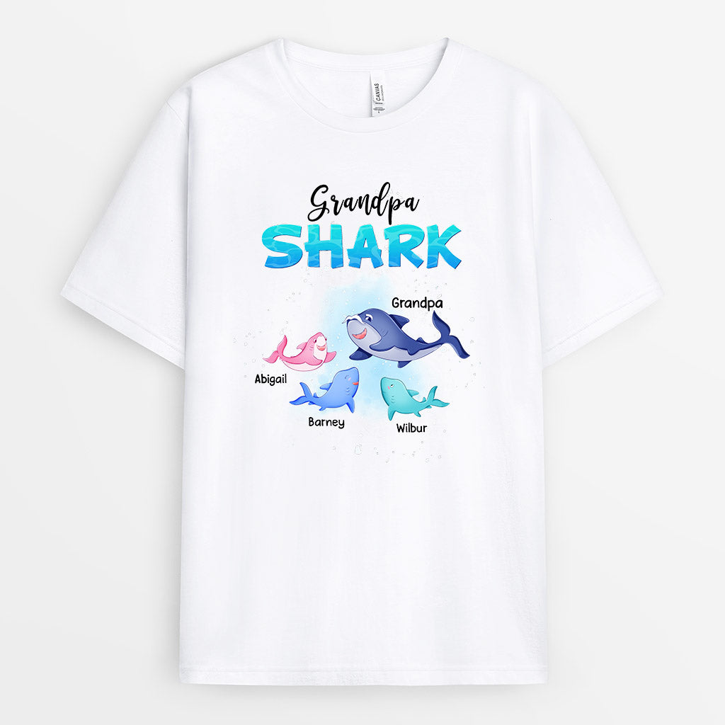 Personalized Grandpa Shark Shirt Gift
