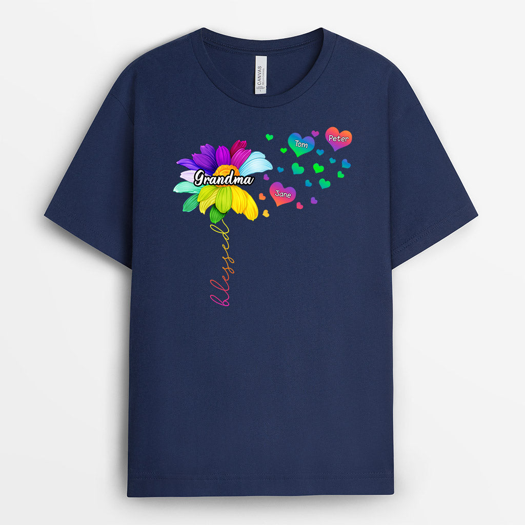 Personalized Grandma Dandelion Colorful Flower Shirt Gift
