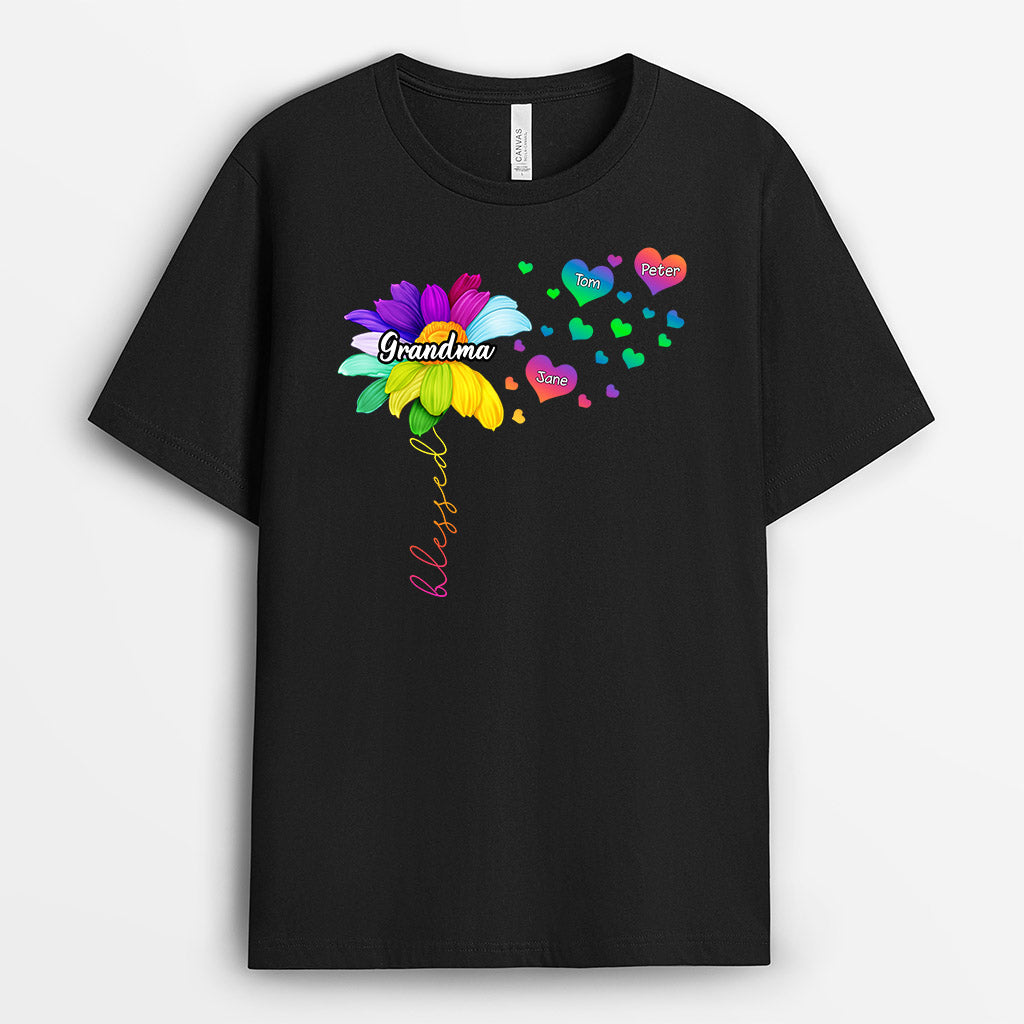Personalized Grandma Dandelion Colorful Flower Shirt Gift