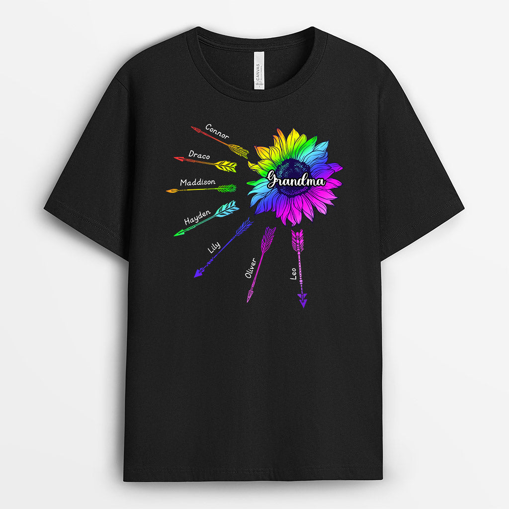 Personalized Sunflower Grandma Grandkids Names Shirt Gift