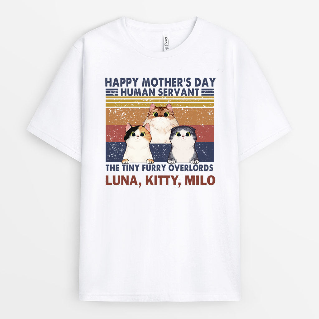 Happy Mothers Day Human Servant Shirt - Personalized Mother's Day Gifts for Cat Mom