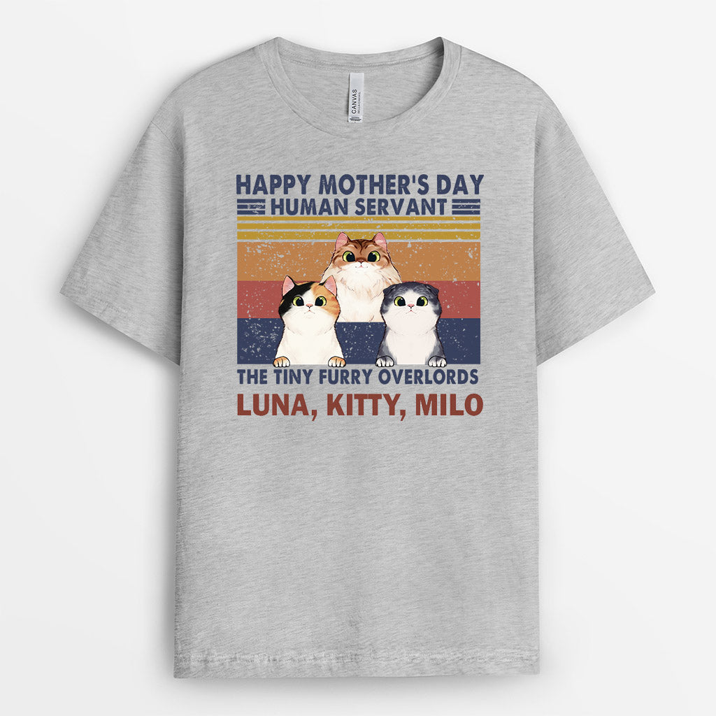 Happy Mothers Day Human Servant Shirt - Personalized Mother's Day Gifts for Cat Mom