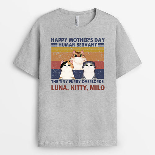 Happy Mothers Day Human Servant Shirt - Personalized Mother's Day Gifts for Cat Mom