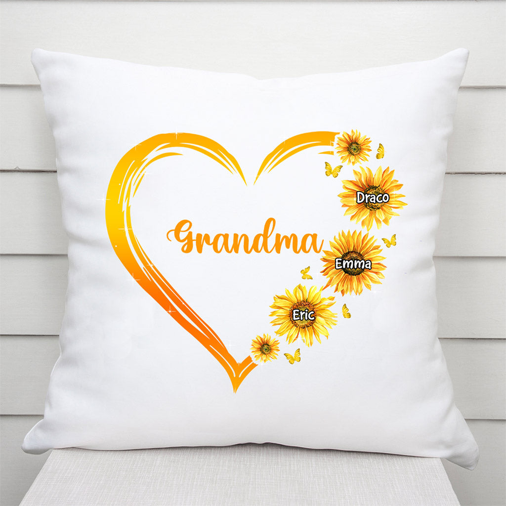 Sunflowers Heart Mom Grandma - Personalized Pillow for Mom and Grandma