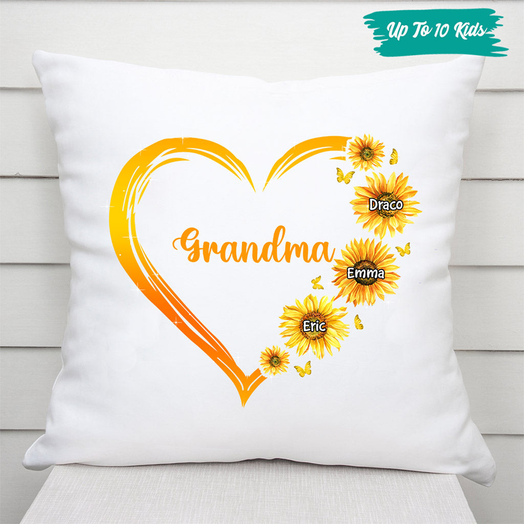 Sunflowers Heart Mom Grandma - Personalized Pillow for Mom and Grandma