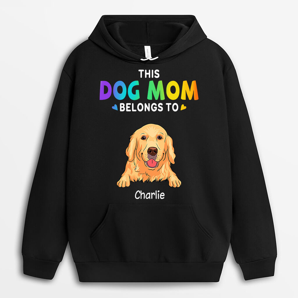 This Dog Mom Belongs To Hoodie - Custom Dog Lover Gifts for Female