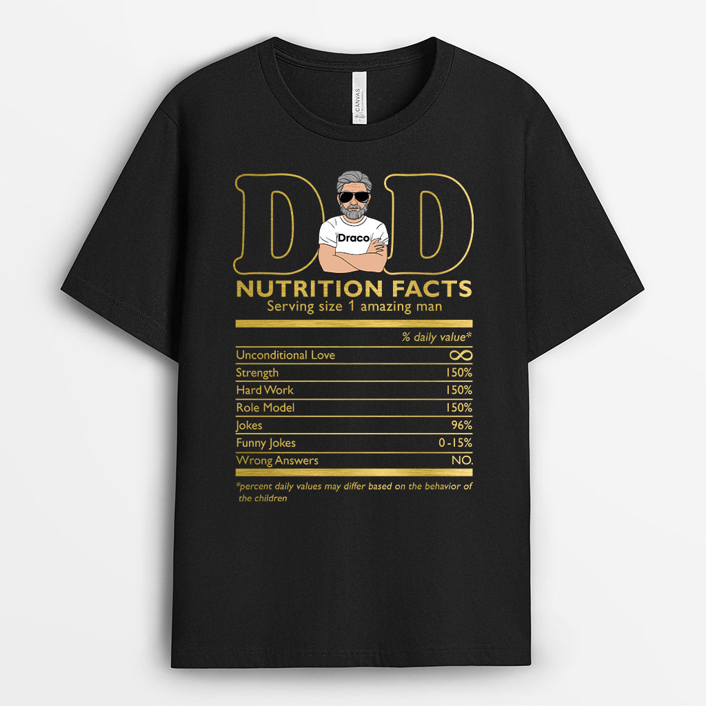 Personalized Dad Nutritional Facts Shirt Gift