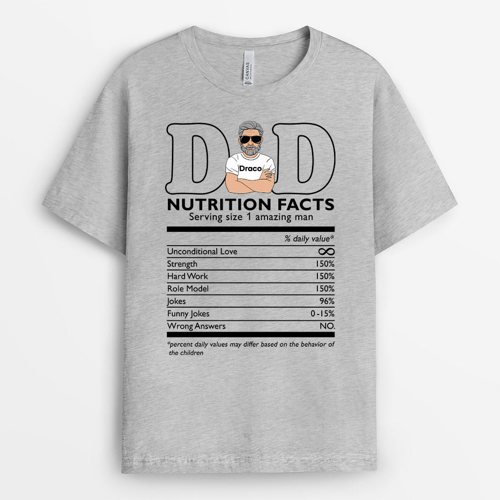 Personalized Dad Nutritional Facts T-shirts