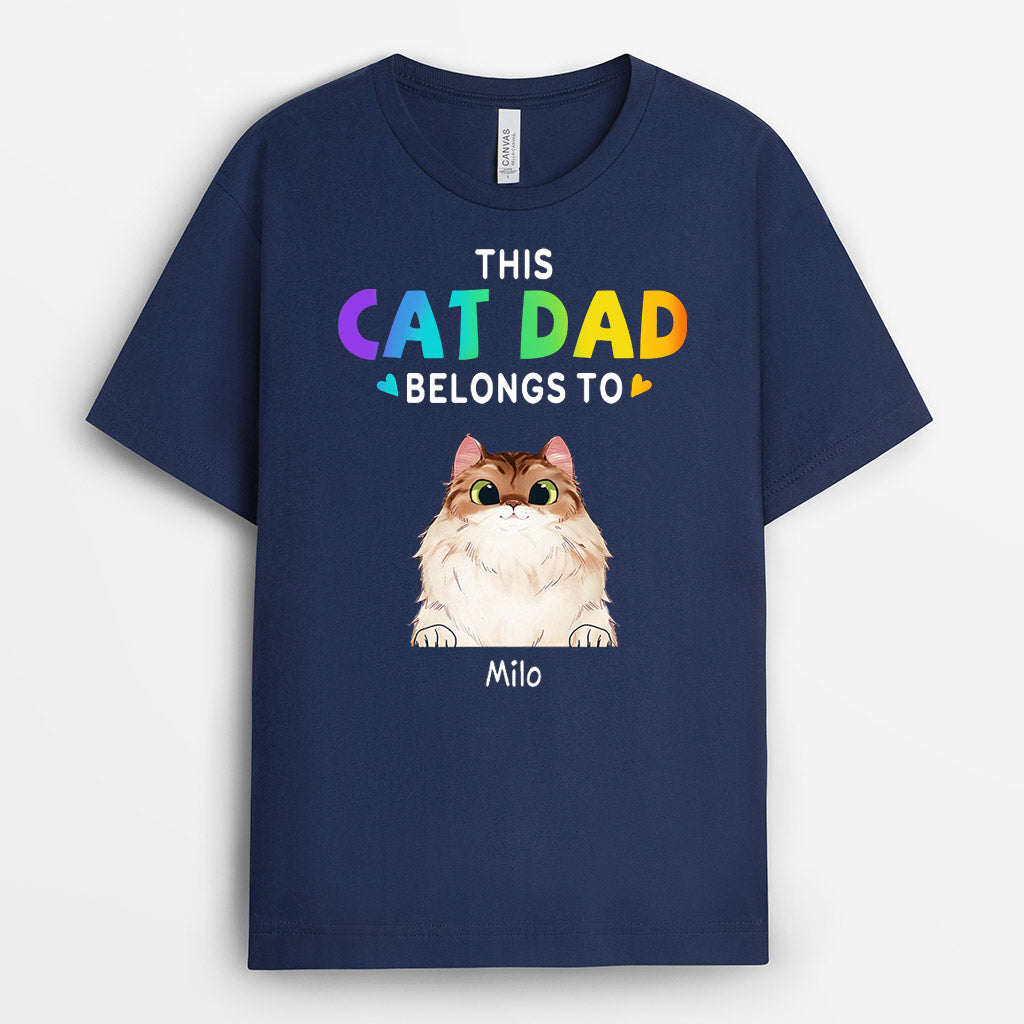 This Cat Dad Belongs To Shirt - Personalized Cat Dad Gifts