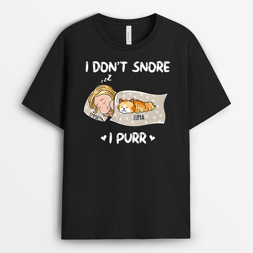 I Dont Snore I Purr Shirt - Personalized Tees With Cats