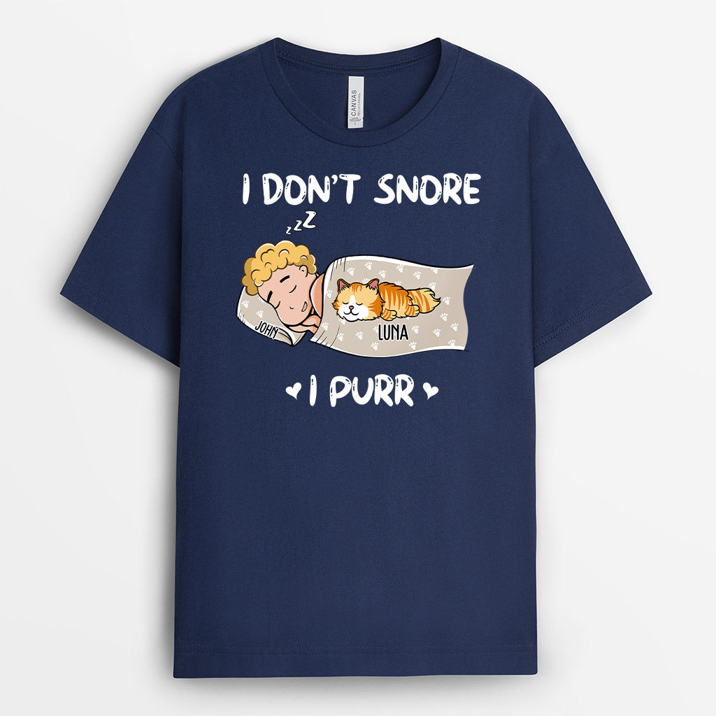 I Dont Snore I Purr Shirt - Personalized Tees With Cats