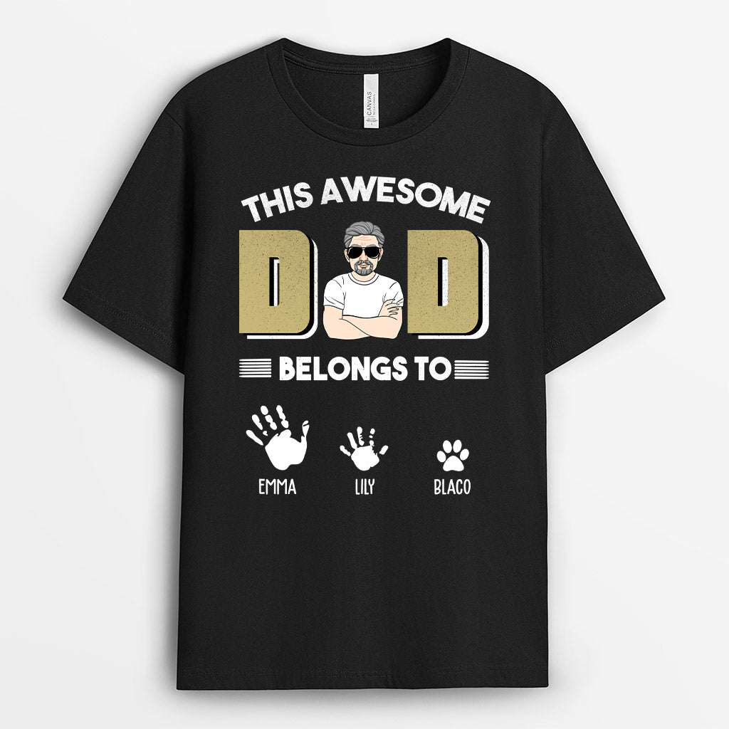 Personalized This Awesome Dad Belongs To T-shirts