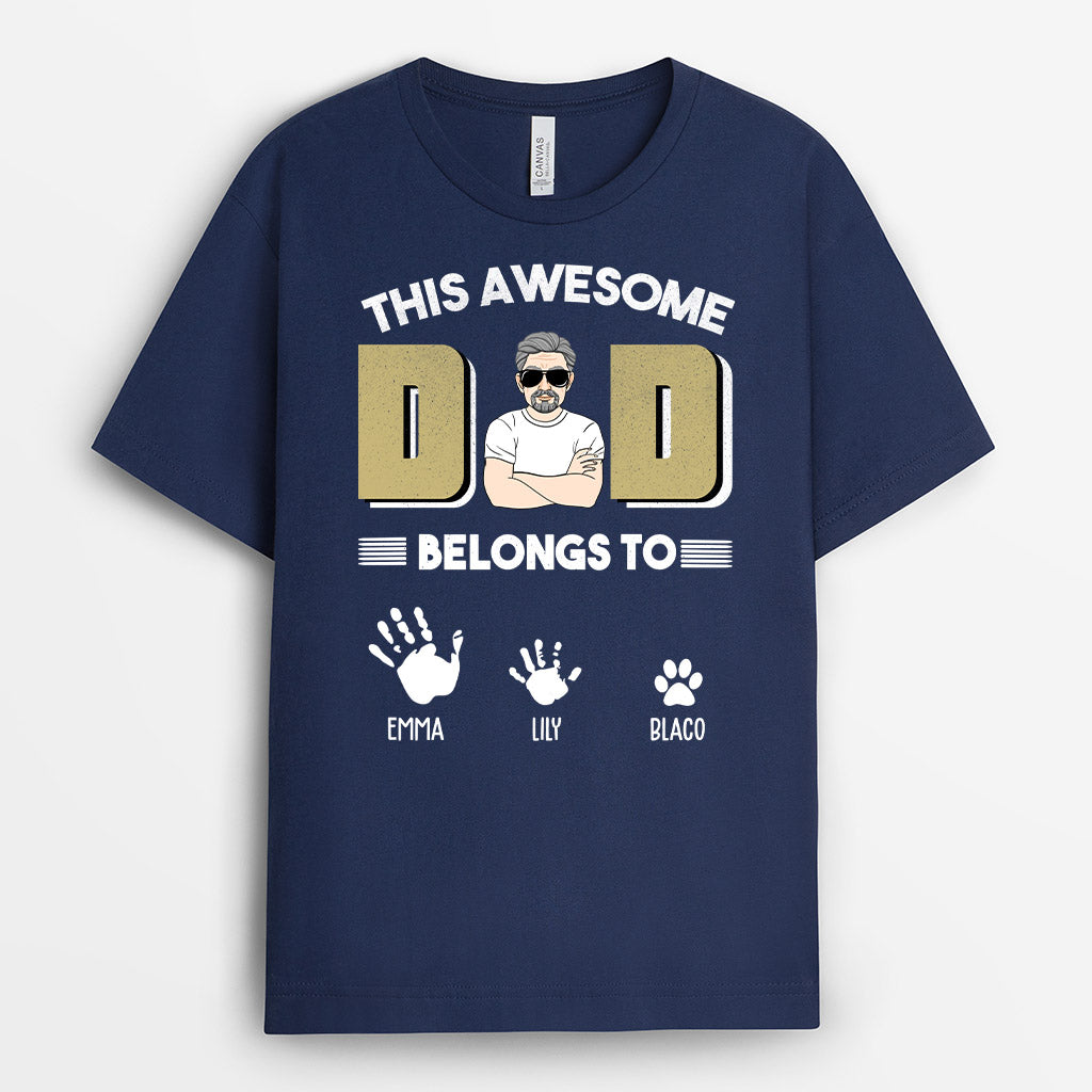 Personalized This Awesome Dad Belongs To T-shirts