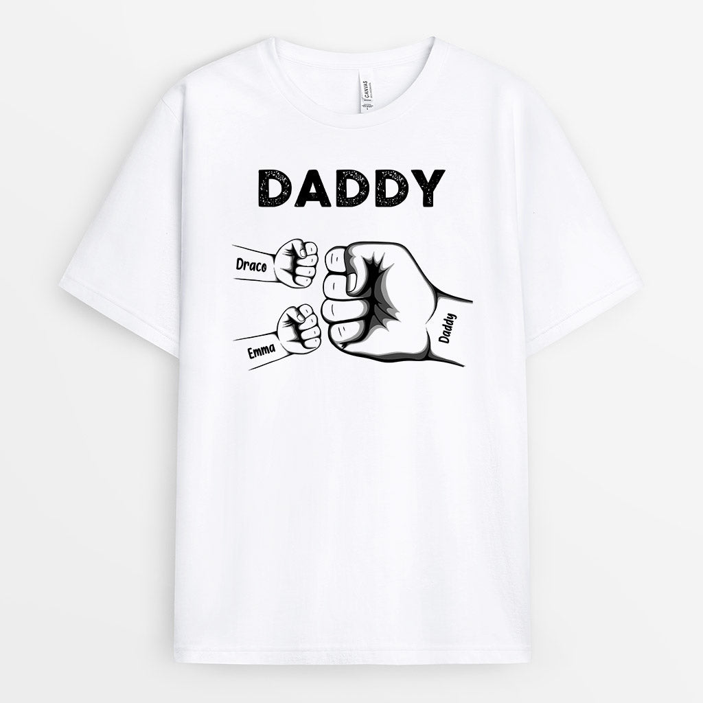 Personalized Dad Grandpa Kid Fist Bump Shirt Gift