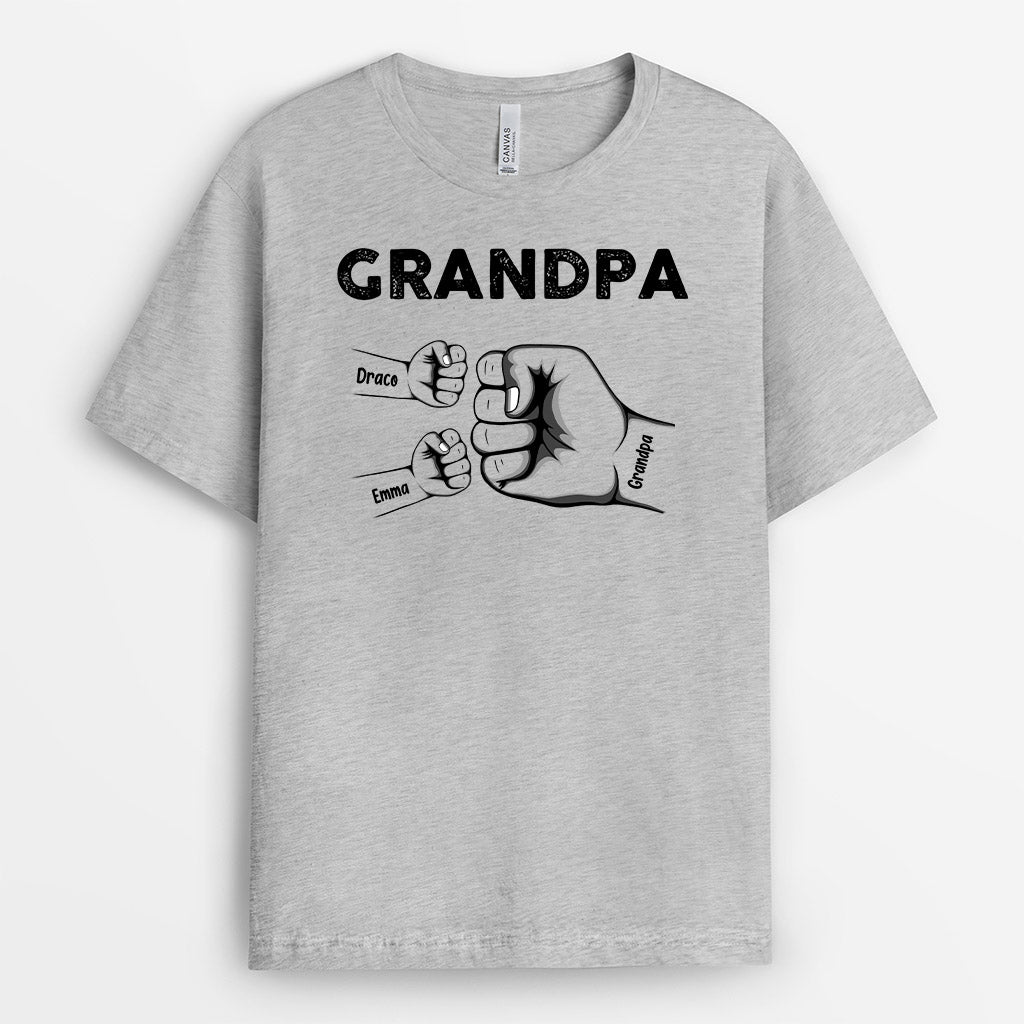 Personalized Dad Grandpa Kid Fist Bump Shirt Gift