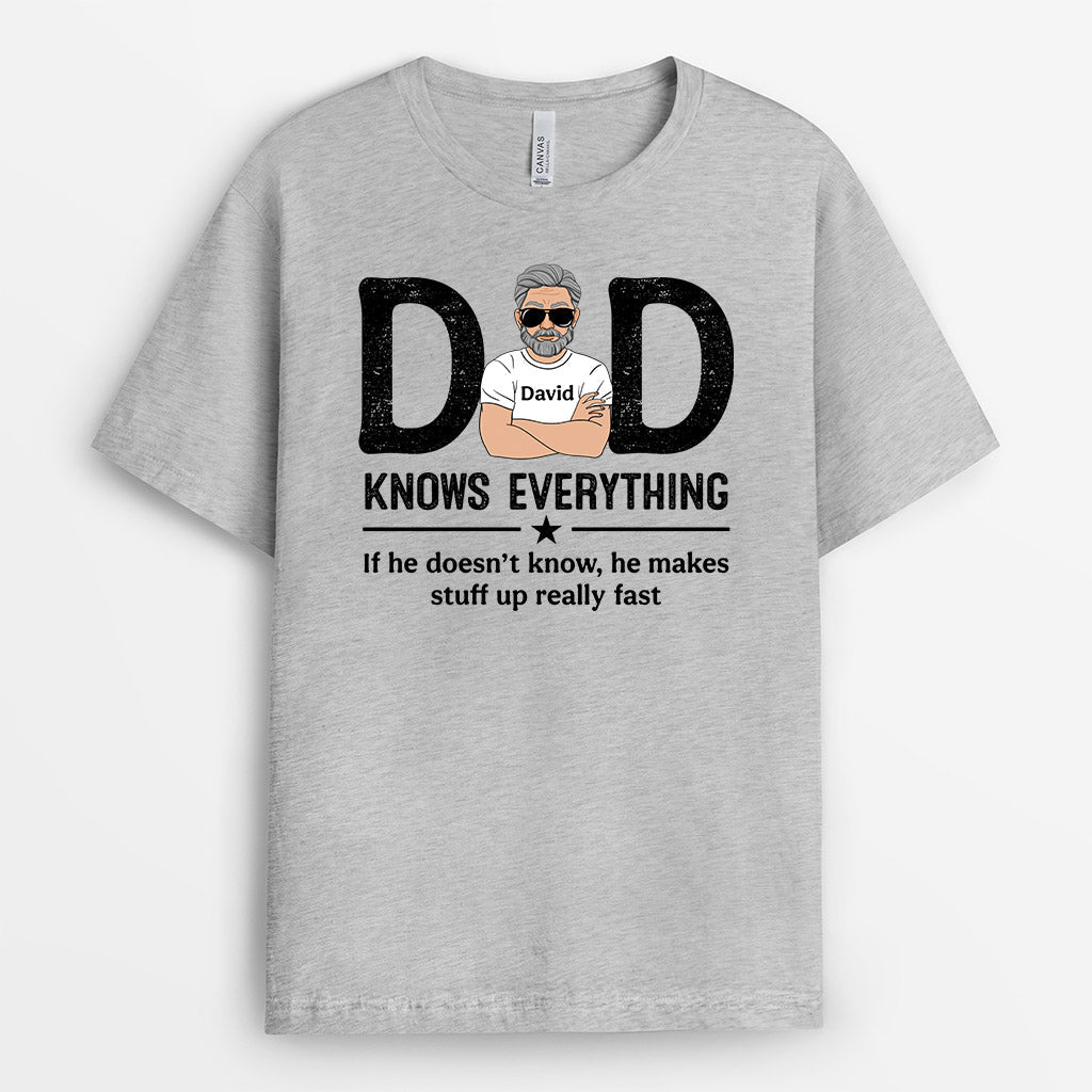Personalized Dad Knows Everything T Shirt Gift