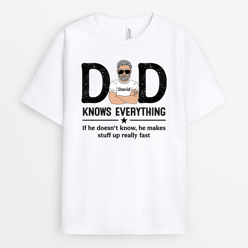 Personalized Dad Knows Everything T Shirt Gift