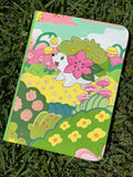 Gratitude Hedgehog Flower Field Binder - hand-painted Flower Green card binder cover