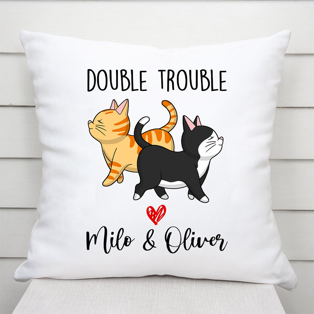 Personalized Double Trouble Walking Cat Pillow