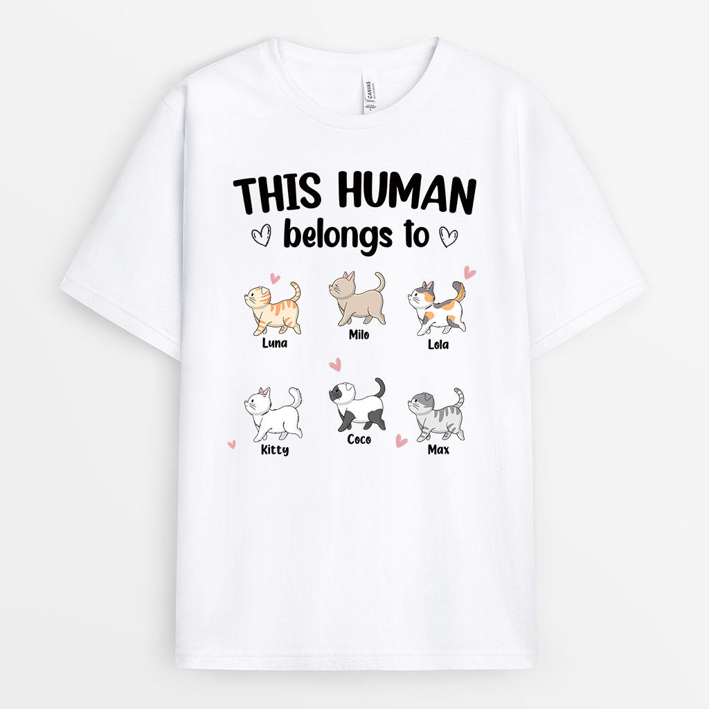 This Human Belongs To Shirt - Personalized Cat Tees