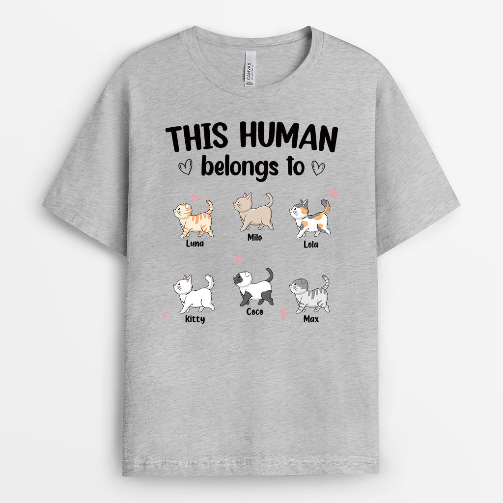 This Human Belongs To Shirt - Personalized Cat Tees