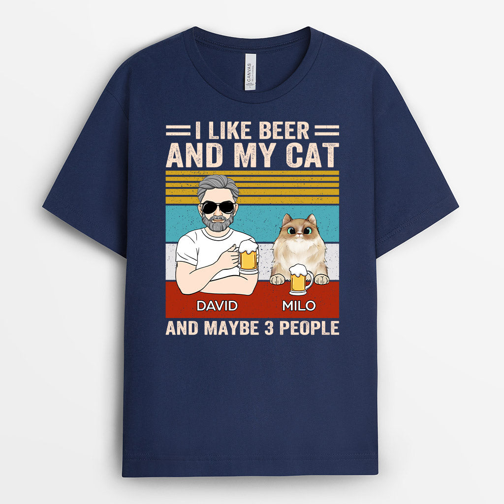 Man Beer And Cat T-shirt - Personalized Pet Gifts for Humans