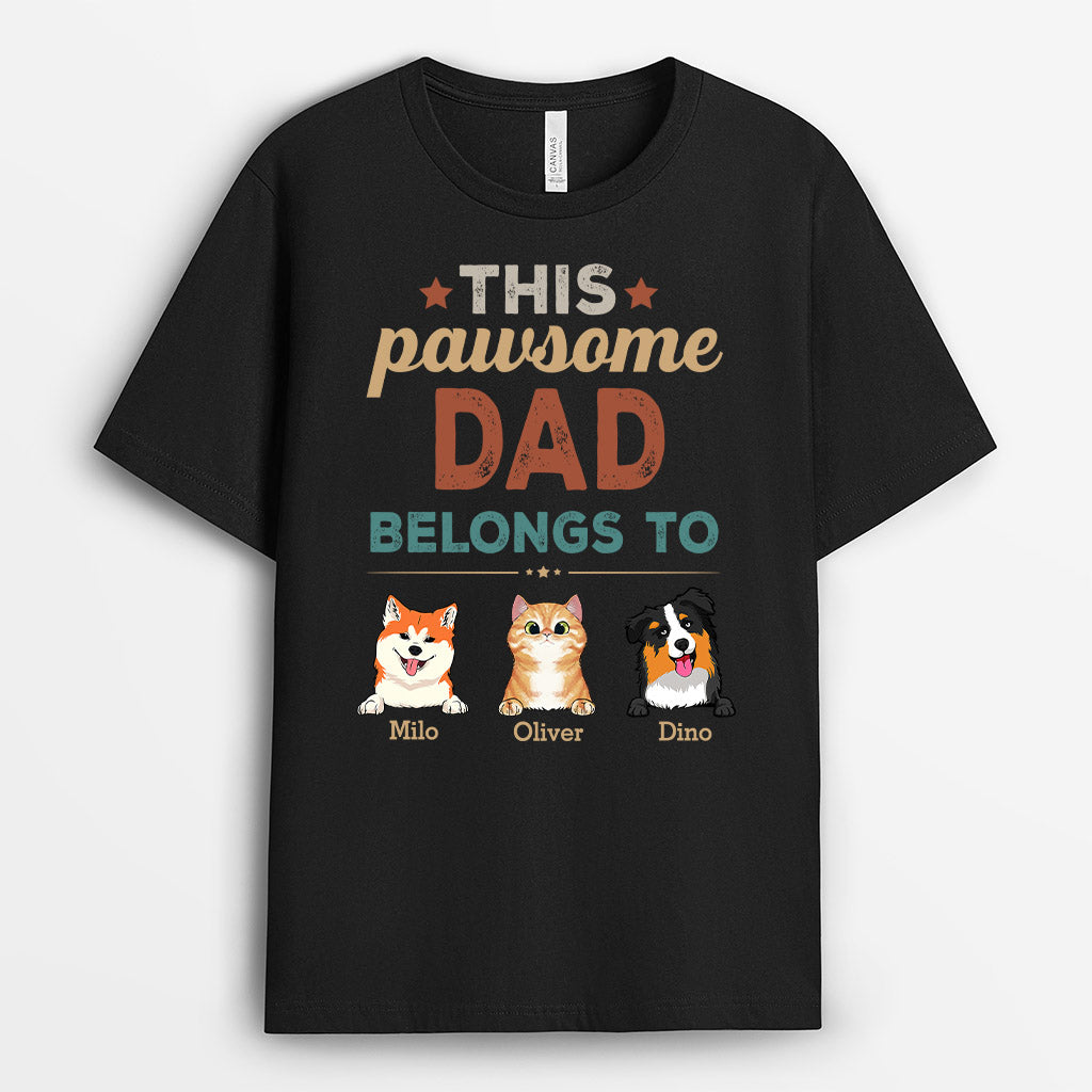 This Pawsome Dad Belongs To - Custom Shirt with Pets Faces