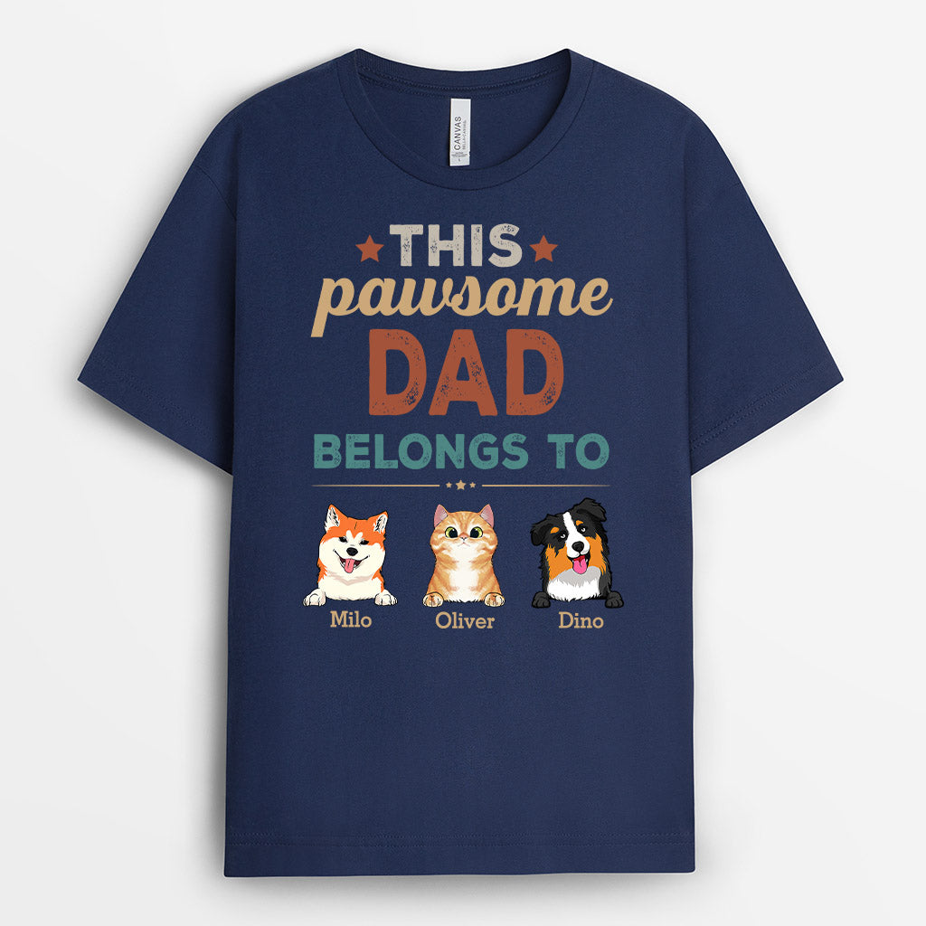 This Pawsome Dad Belongs To - Custom Shirt with Pets Faces