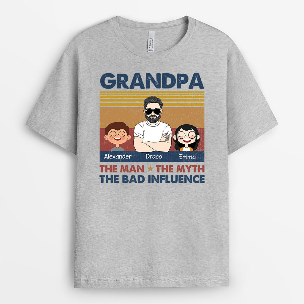 Personalized Daddy Grandpa Bad Influence T Shirt Gift
