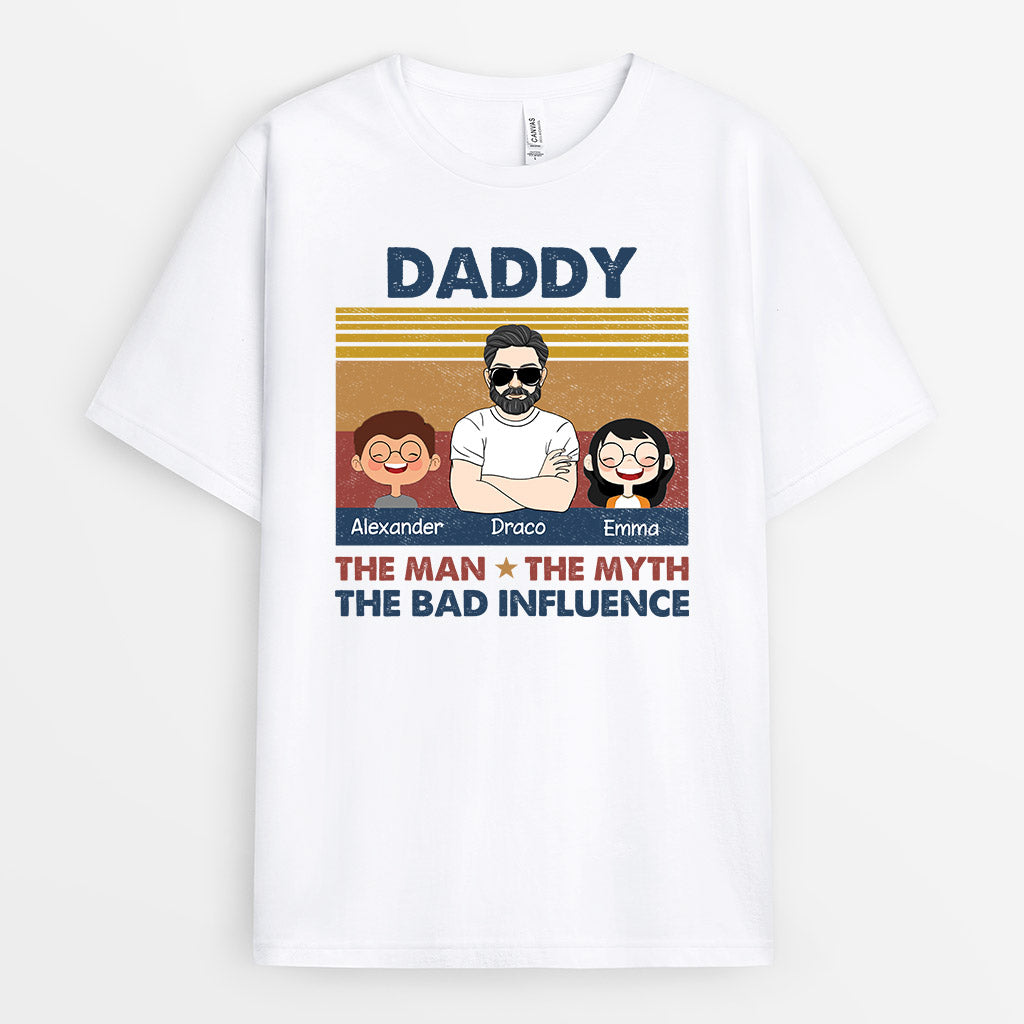 Personalized Daddy Grandpa Bad Influence T Shirt Gift