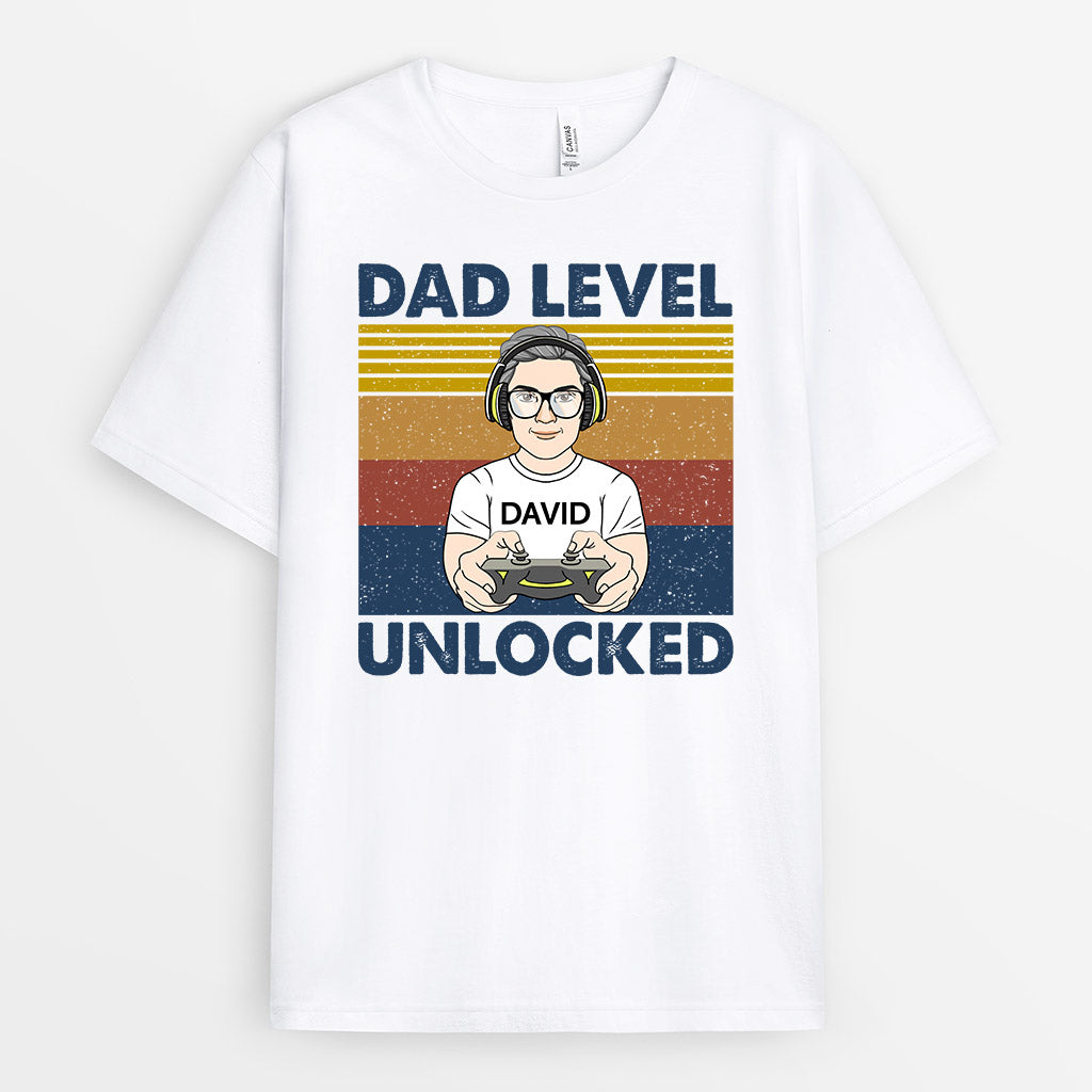 Personalized Gift for New Dad - Dad Level Unlocked Shirt