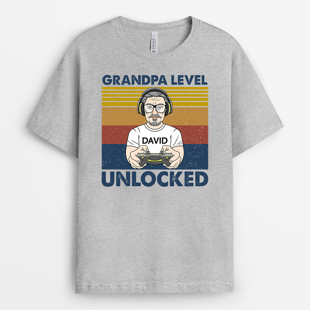 Personalized Gift for New Dad - Dad Level Unlocked Shirt