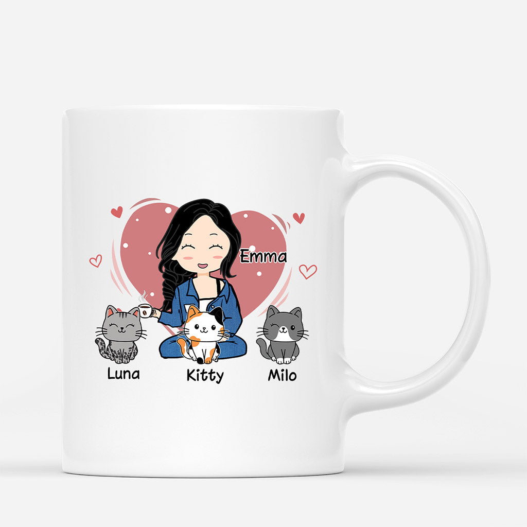 Cute Cat Mom Paw Print - Personalized Cat Mom Mugs