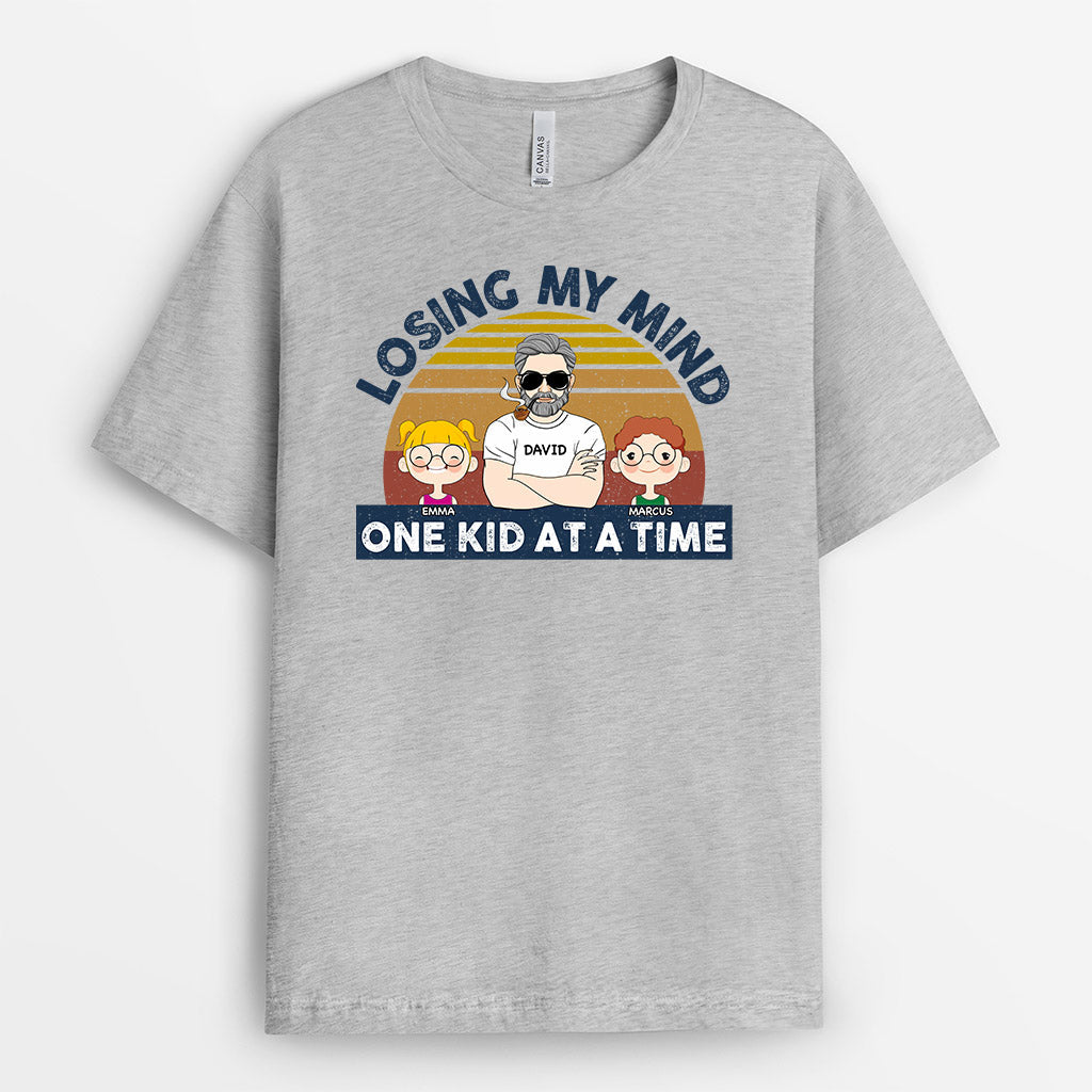 Personalized Dad Losing My Mind One Kid At A Time T Shirt Gift