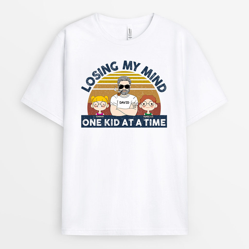 Personalized Dad Losing My Mind One Kid At A Time T Shirt Gift