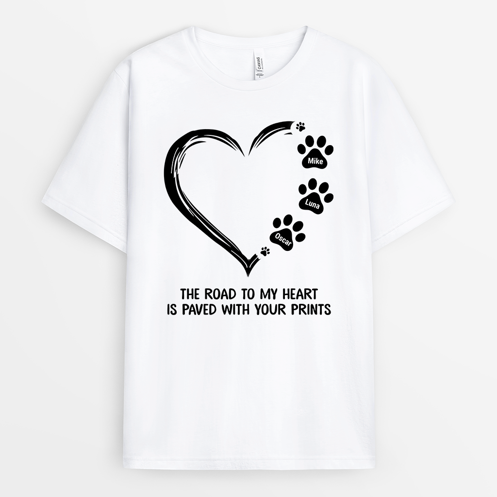 Paw Print Road To Heart - Personalized Dog Shirts for Human