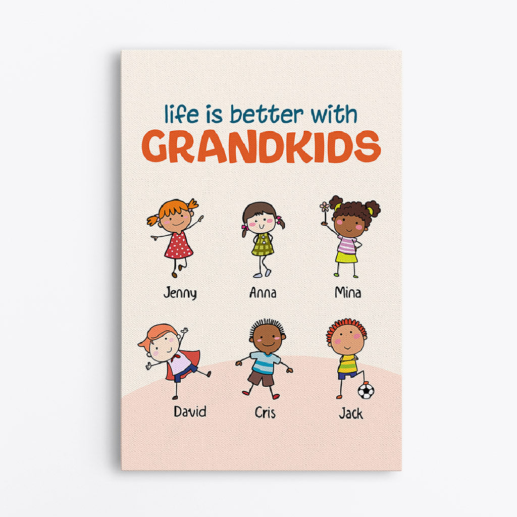 Life Is Better With Grandkids Canvas - Custom Family Gifts