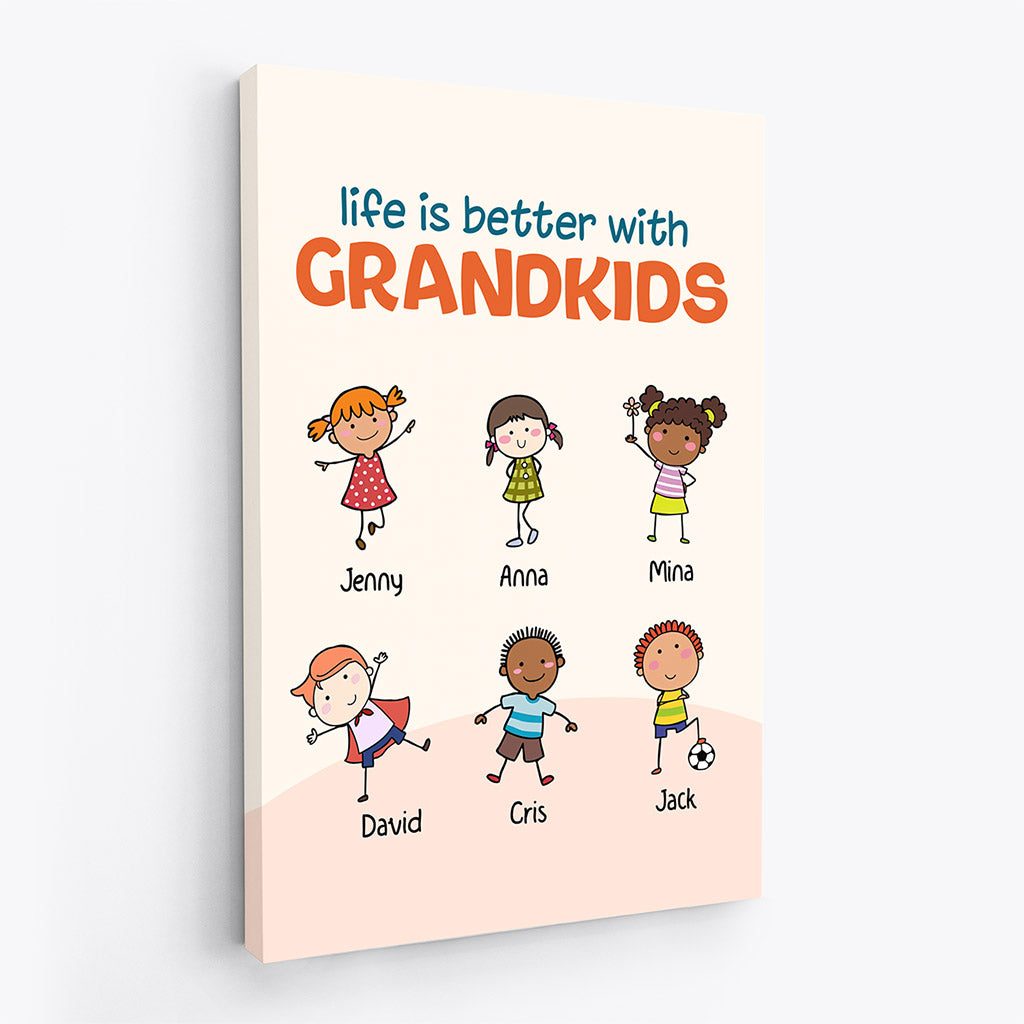 Life Is Better With Grandkids Canvas - Custom Family Gifts